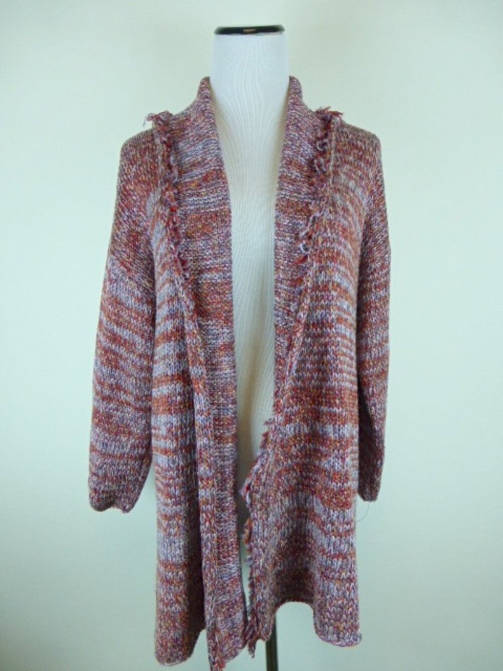 BARBARA WHO DRAPE fringe tweed cardigan jacket M